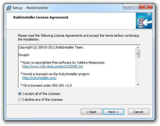 ウィザード形式で必要なパッケージの導入や環境変数の設定が簡単に行える