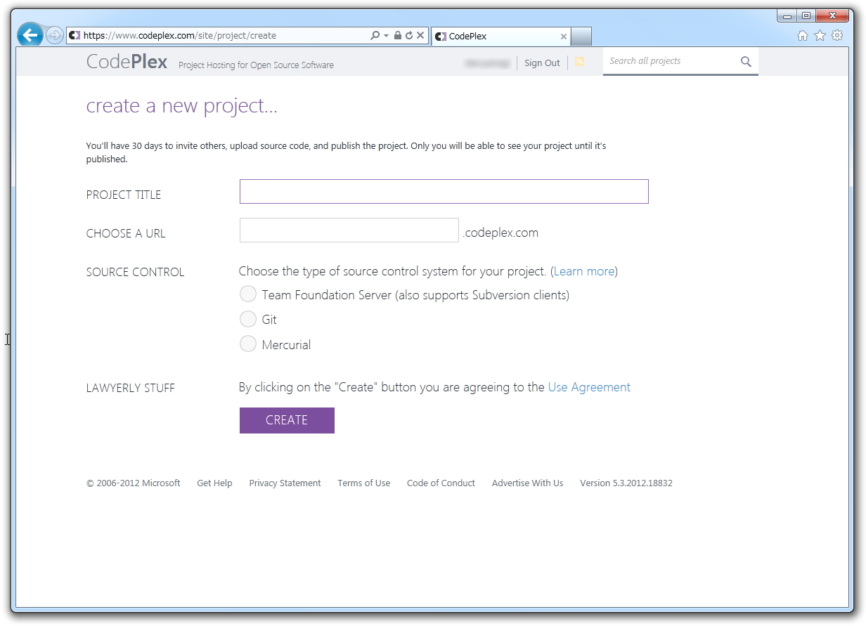 プロジェクトの名前と、プロジェクトサイトのサブドメイン、バージョン管理システムの3つを指定するだけで手軽にプロジェクトを作成可能