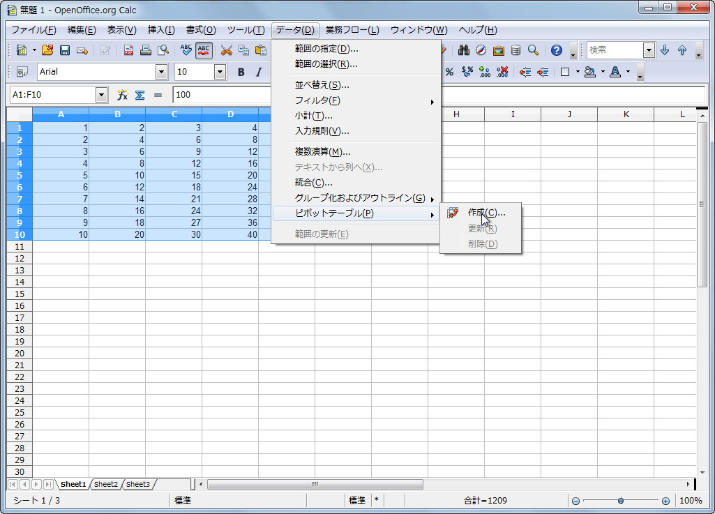 ピボットテーブル