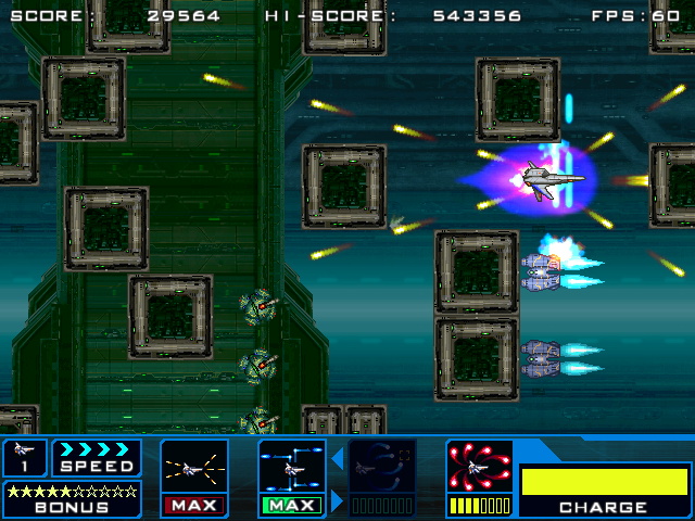 複雑な地形が特徴的な2D横スクロールシューティングゲーム