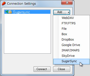“Connection Settings”ダイアログ