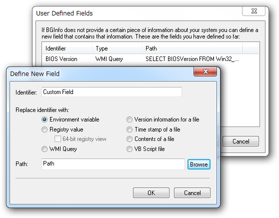 ユーザーが独自に表示項目を定義することも可能