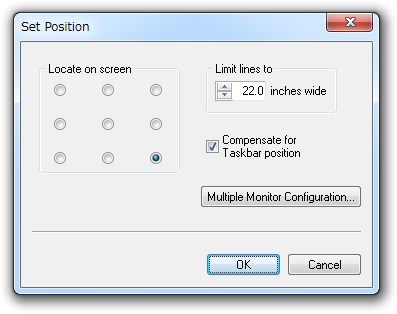 システム情報の表示位置はデスクトップを3×3で分割した9エリアから選択可能