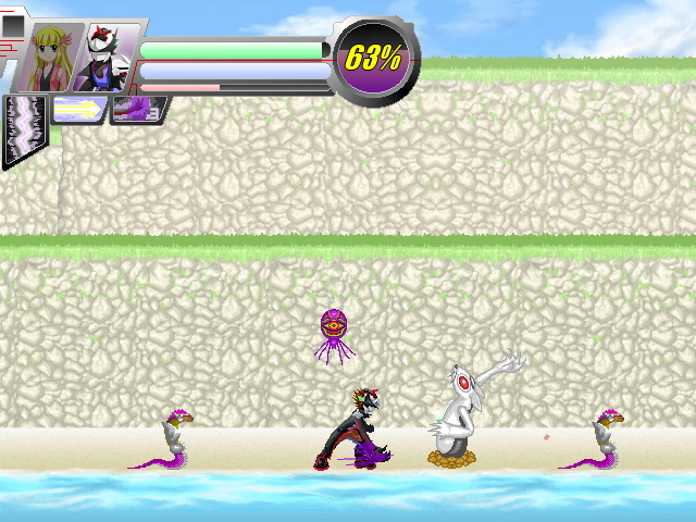 敵との戦いは2D横スクロールアクションとして進む