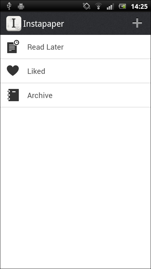 「Instapaper」の起動画面