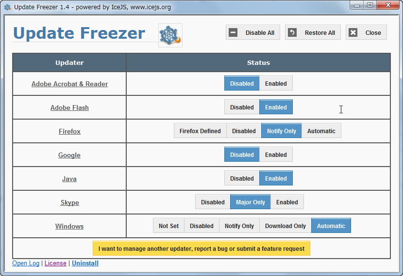「Update Freezer」v1.4
