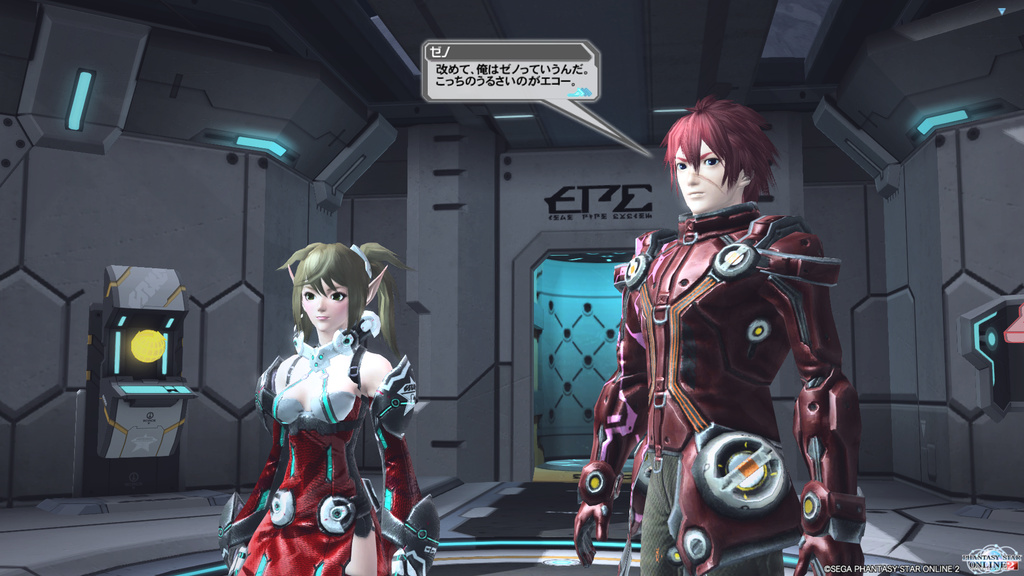 物語の始めでピンチに陥ったプレイヤーと相棒の“アフィン”の救援に現れる、先輩アークスの“ゼノ”とその相棒の“エコー”