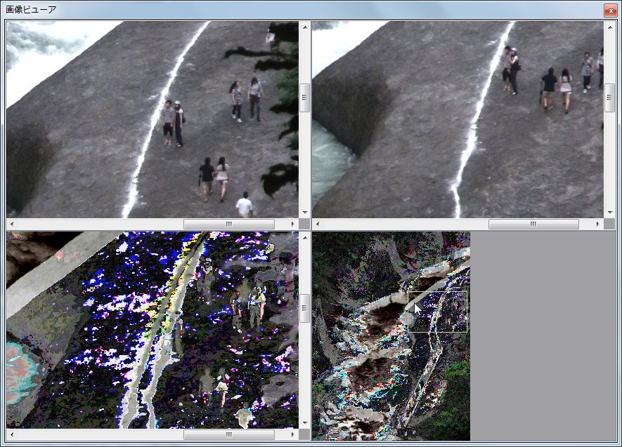 2枚の画像の違いの大きさをヒートマップで表した画像を表示