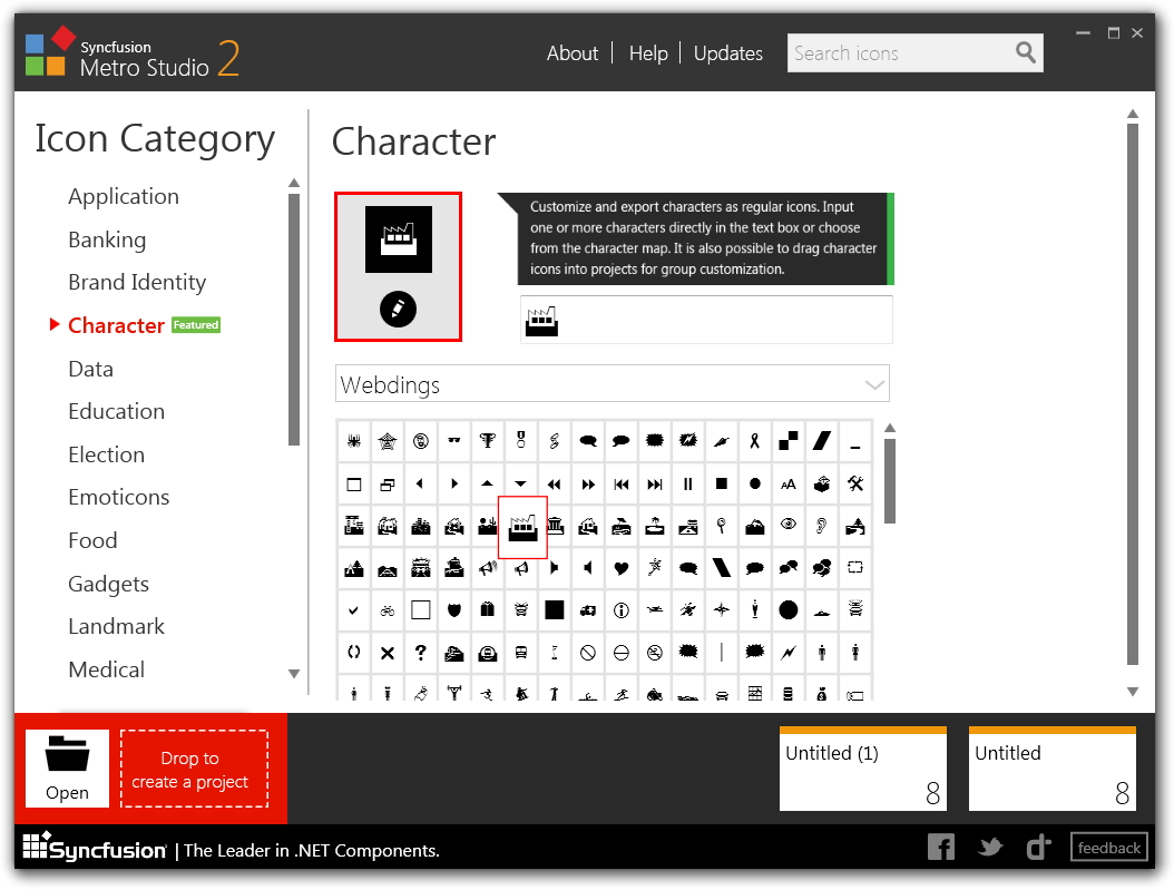 フォントからアイコンを作成する機能を搭載