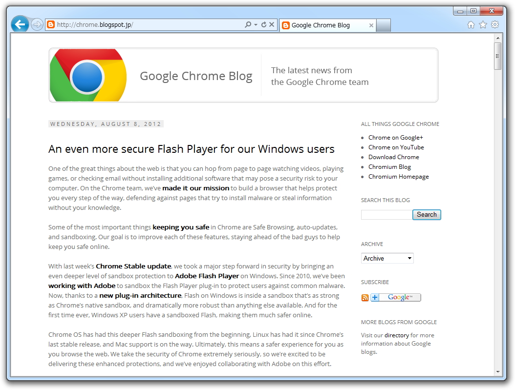 “Google Chrome Blog”