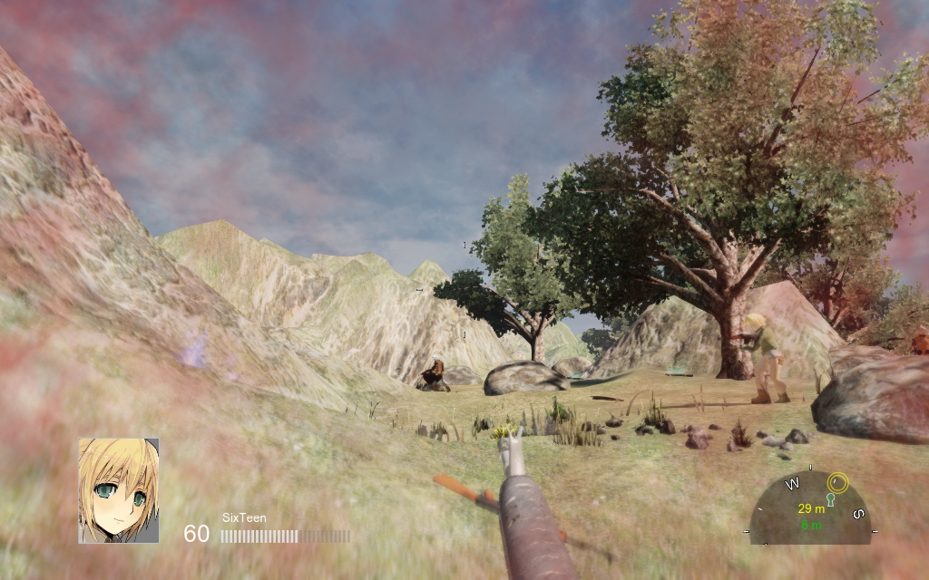 ダメージを受けると画面の周囲が赤く変化する。すぐに安全な場所へ移動だ