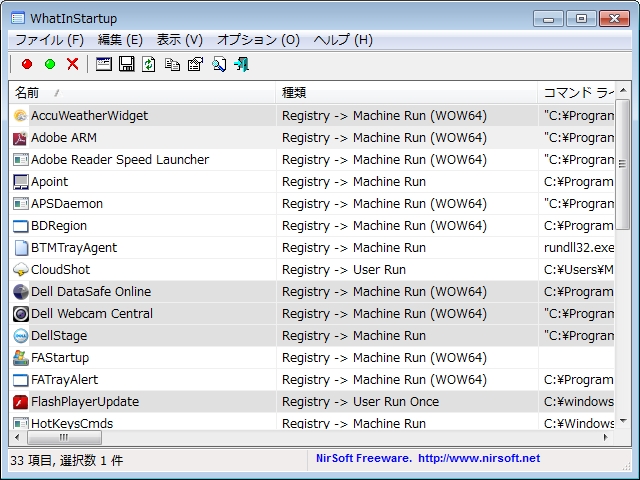 「WhatInStartup」v1.33