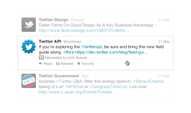 このように統一化されるツイートの表示スタイル（ガイドラインより引用）
