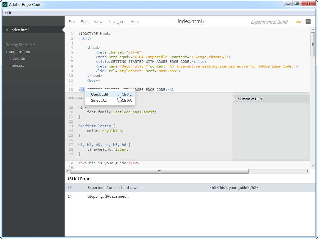 “Quick Edit”機能