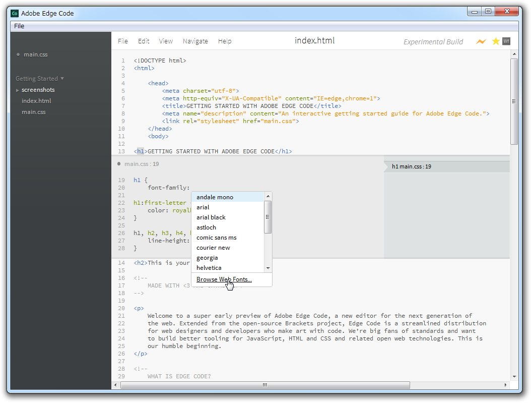 「Edge Web Fonts」との連携機能を搭載