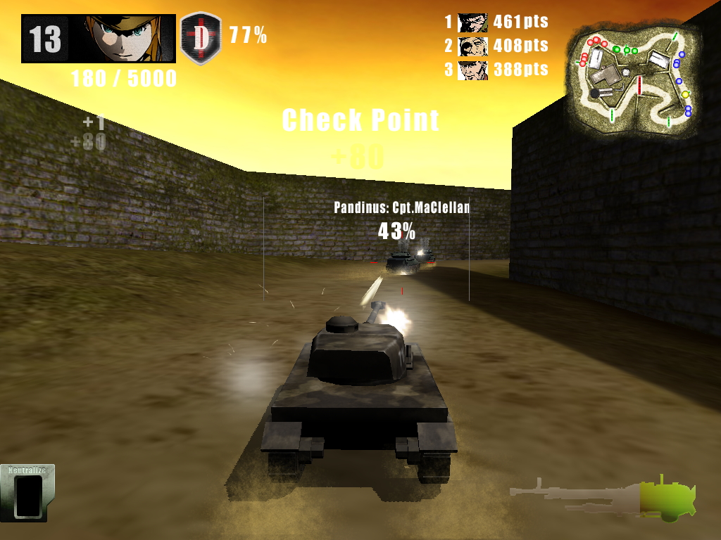 戦車でドンパチしながらポイントを稼ぐバトル形式のレースゲーム