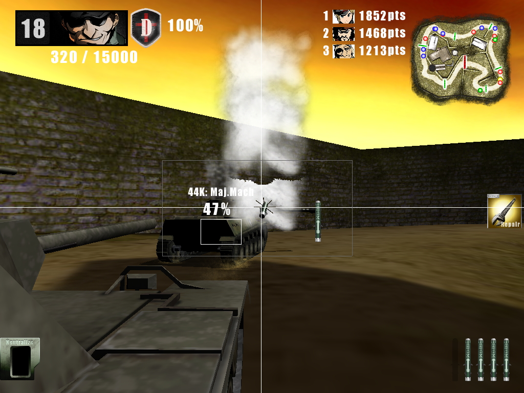 バランス型の中戦車は重戦車に大ダメージを与える地対地ミサイルを撃てる