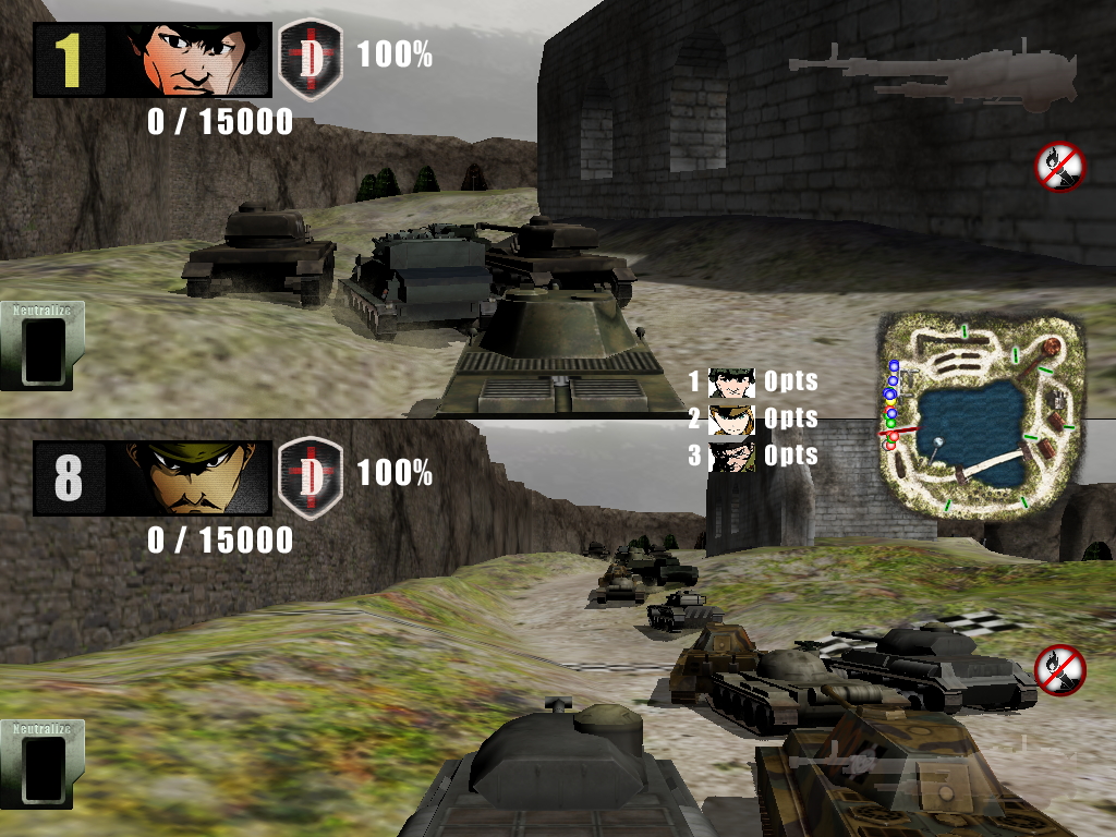 コントローラーは2つ必要だが、画面分割による2人対戦も楽しめる