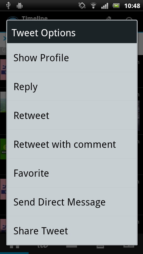 タイムラインでツイートを長押ししたときに表示されるポップアップからも返信やリツイートを行える
