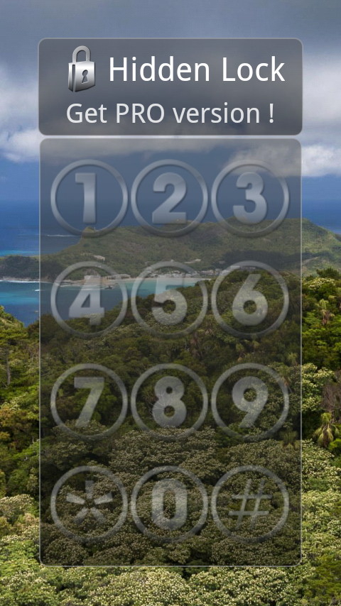 暗証番号によるロック解除も可能で、画面をタッチすると暗証番号を入力するテンキーが表示される