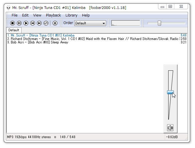 「Classic User Interface」プラグインを適用した「foobar2000」