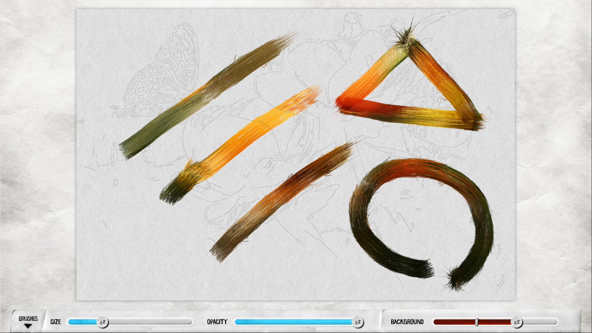 キャンバスを指でなぞれば、元の画像の色で自動着色される