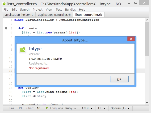 「Intype」v1.0.0 20121216-7 stable