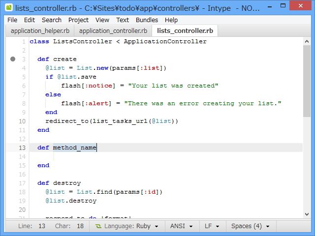 “def”と入力して［Tab］キーを押すことでも同じスニペットが呼び出せる（タブトリガー）