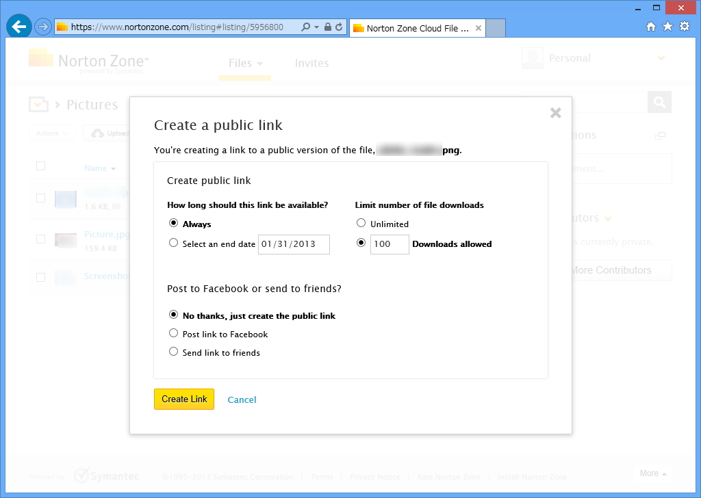 公開リンクには期限やダウンロード数といった制限を細かく指定可能