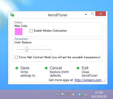 ウィンドウの枠の色とタスクバーの色を異なる色に