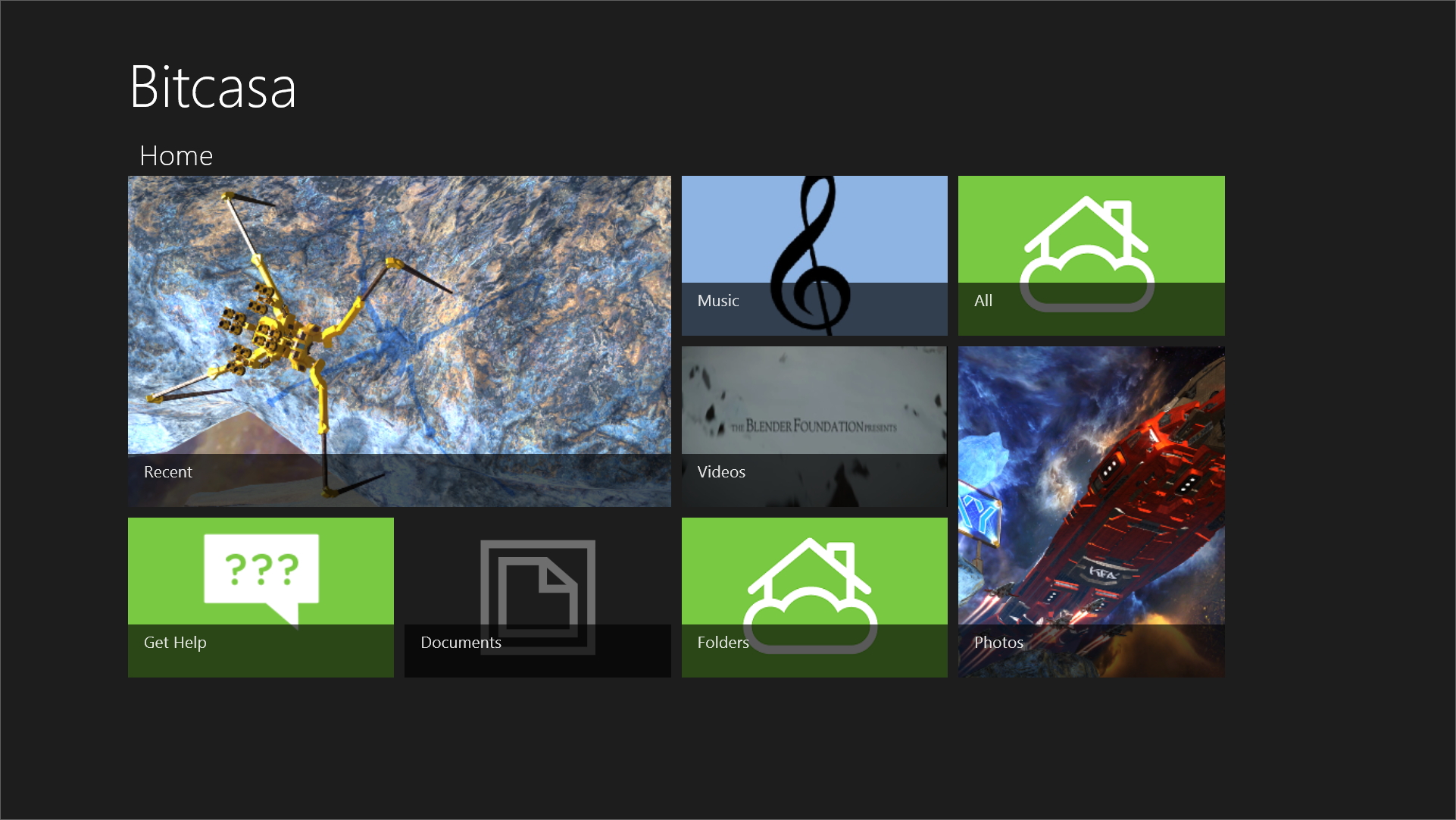 Windows ストアアプリ版の“Bitcasa”クライアントアプリ