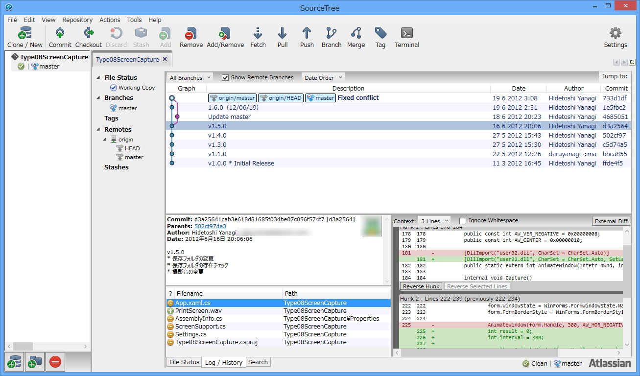 「SourceTree for Windows」v0.9.0.2