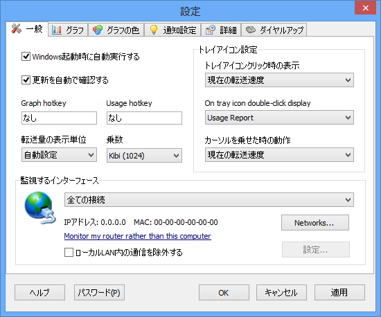 ネットワーク利用量のアラート機能