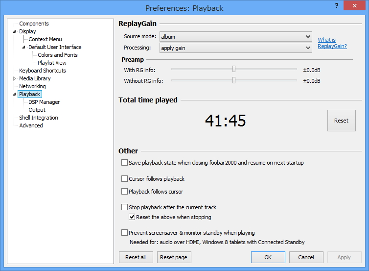 音楽の再生中にシステムがスリープモードへ移行するのを防止するためのオプションが設定画面に追加