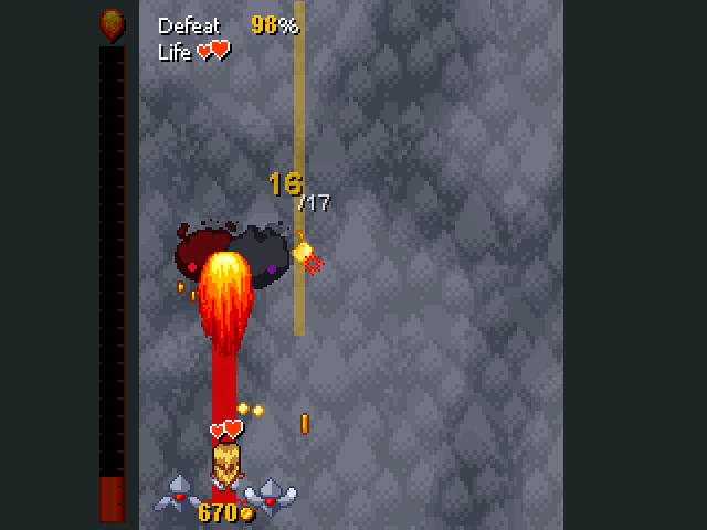 画面左のゲージが溜まると貫通力のあるチャージ攻撃を発射できる