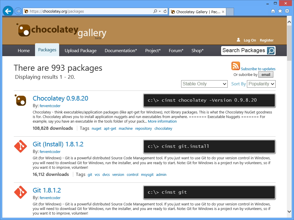 インストール可能なパッケージの数は執筆時現在約1,000種類
