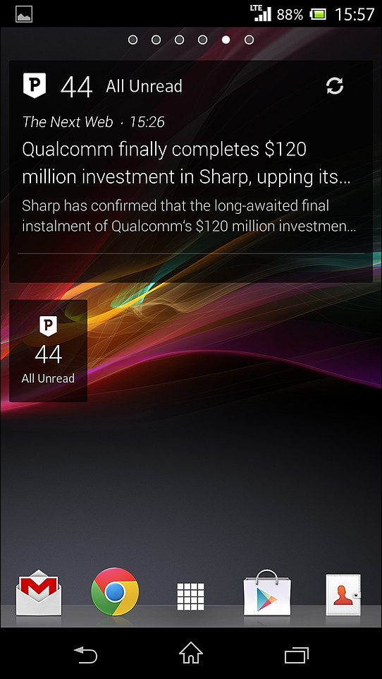 ホーム画面に2種類のウィジェットを配置可能