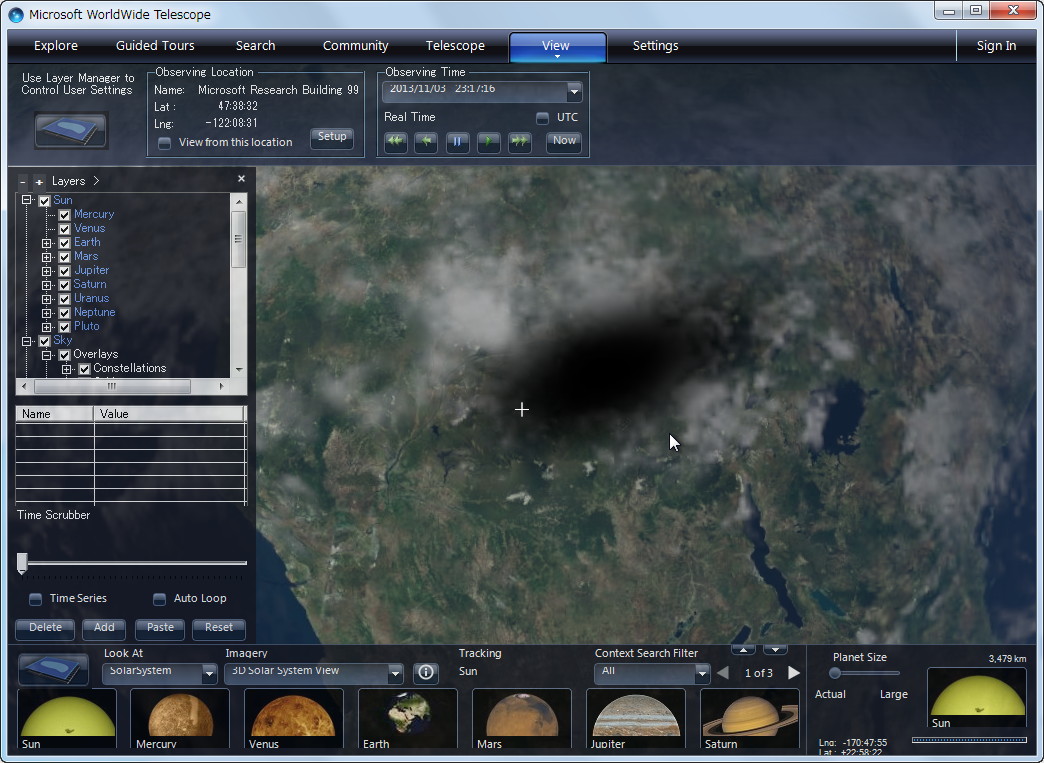 「WorldWide Telescope Eclipse」v4.1.74