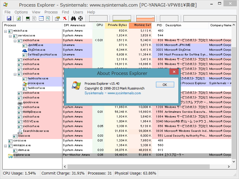 「Process Explorer」v15.40
