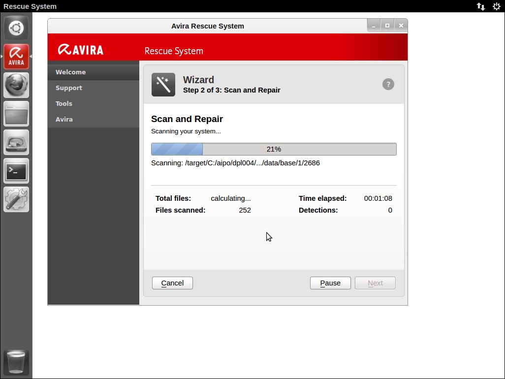マルウェアのスキャン・駆除をウィザード形式で行える