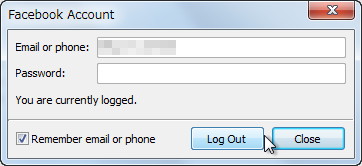Facebookへのログインダイアログ
