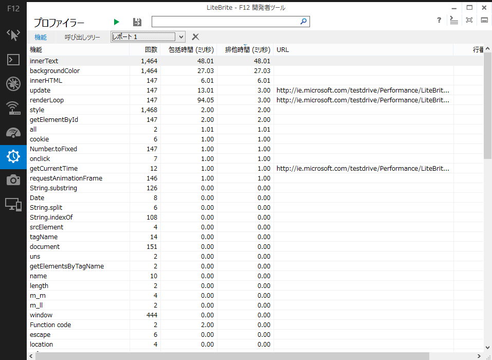 “機能”ビュー