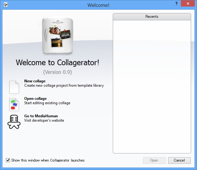 起動時に表示される“Welcome”画面