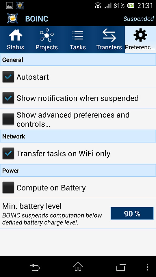 ［Preferences］タブでは、データの解析やダウンロード・アップロードが実行される条件を設定可能