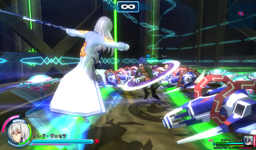 ゲームはスピード感のある3Dアクション。キャラクターの周りにいくつも浮いているものが“魔導機”だ