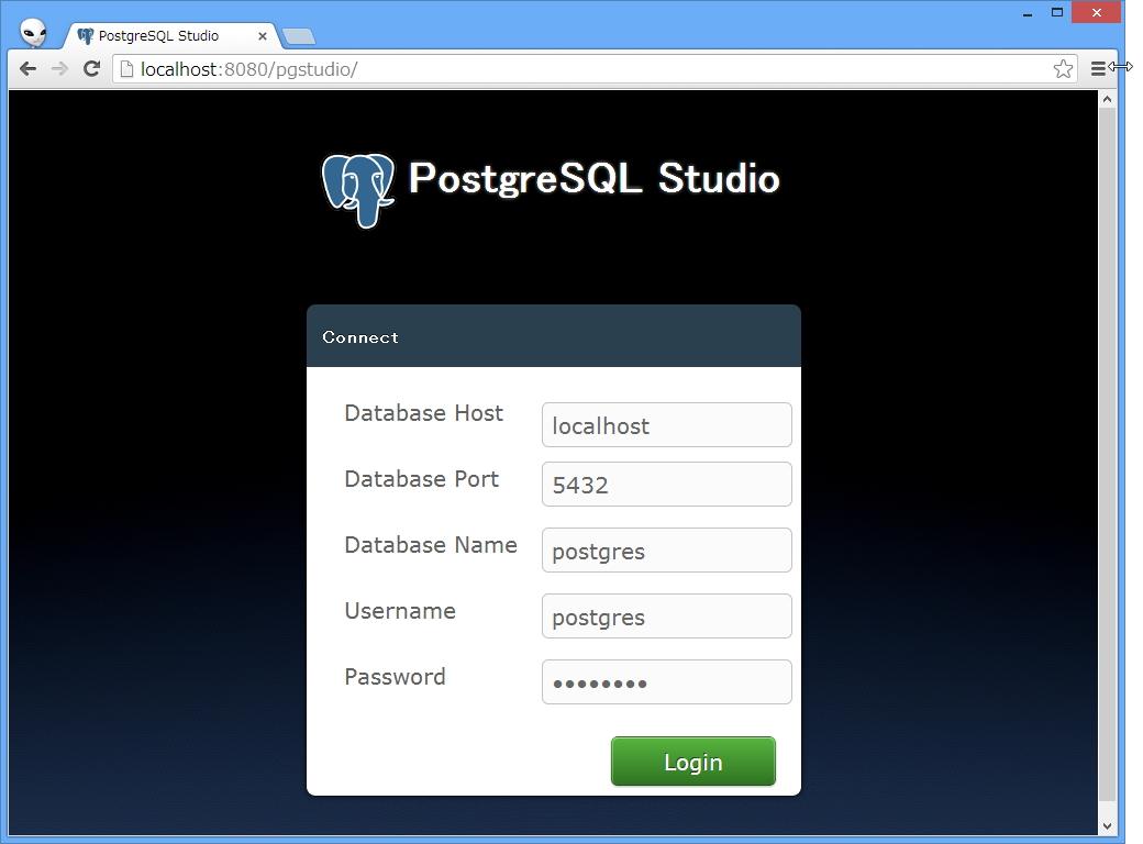 「PostgreSQL Studio」v1.0