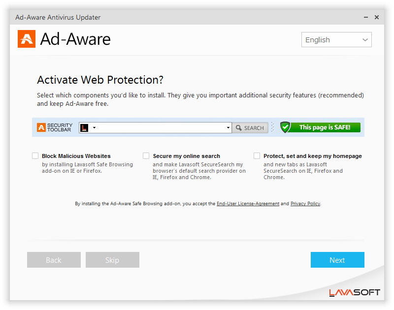 追加のアドオンでブラウザーの保護が行える（無効化することも可能）