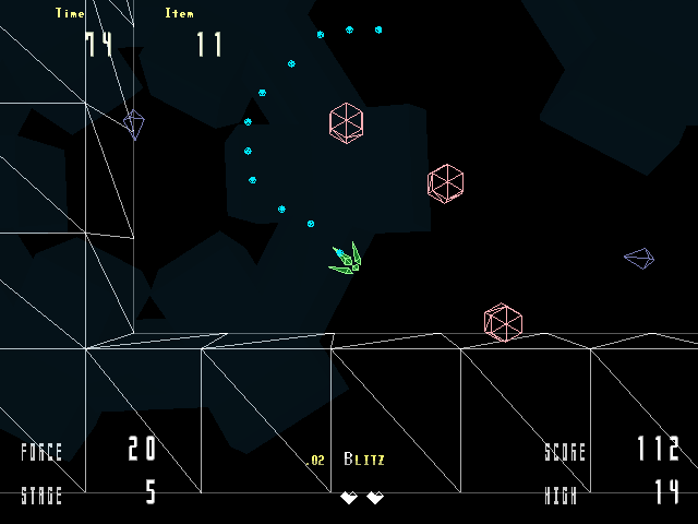 8種類の武器をどこまで使いこなしてハイスコアを取れるか。武器の特性はいずれも全く異なるため、戦い方もがらっと変えざるを得ない