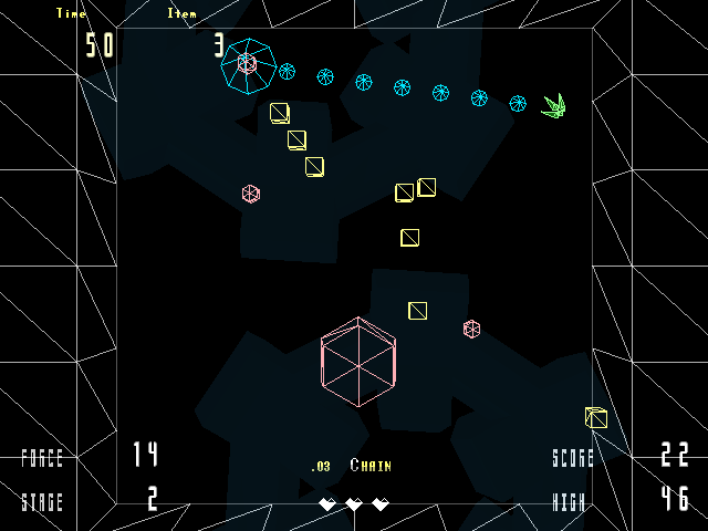 8種類の武器をどこまで使いこなしてハイスコアを取れるか。武器の特性はいずれも全く異なるため、戦い方もがらっと変えざるを得ない