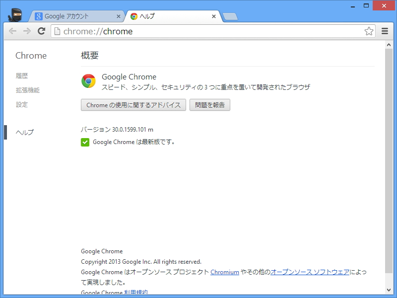 「Google Chrome」v30.0.1599.101